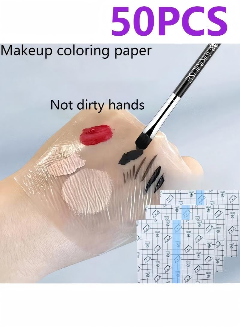 50 pieces of waterproof transparent adhesive film for makeup mixing, disposable, no mess, makeup, cheap, room decor, makeup, travel, bedroom, makeup accessories - Image 1